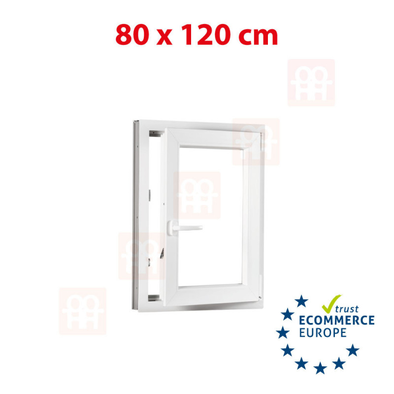 Kunststofffenster | 80 x 120 cm (800 x 1200 mm) | weiß | Dreh-Kipp-Fenster | rechts