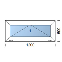 Kunststofffenster | 120x50 cm (1200x500 mm) | weiß | Kipp-Fenster