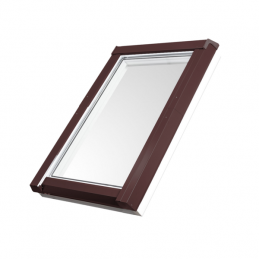 Dachfenster Kunststoff | 78x140 cm (780x1400 mm) | weiß mit brauner Blecheinrahmung | SKYLIGHT