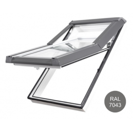 Dachfenster Kunststoff | 55x78 cm (550x780 mm) | weiß mit grauer Blecheinrahmung | SKYLIGHT