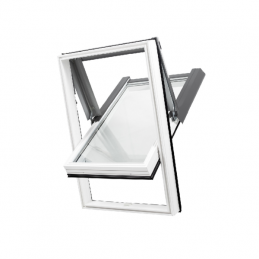 Dachfenster Kunststoff | 78x98 cm (780x980 mm) | weiß mit grauer Blecheinrahmung | SKYLIGHT