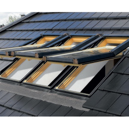Dachfenster Kunststoff | 78x98 cm (780x980 mm) | weiß mit grauer Blecheinrahmung | SKYLIGHT