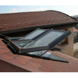 Dachfenster Kunststoff | 66x118 cm (660x1180 mm) | weiß mit grauer Blecheinrahmung | SKYLIGHT