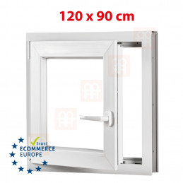 Kunststofffenster | 120x90 cm (1200x900 mm) | weiß |Dreh-Kipp-Fenster | links 
