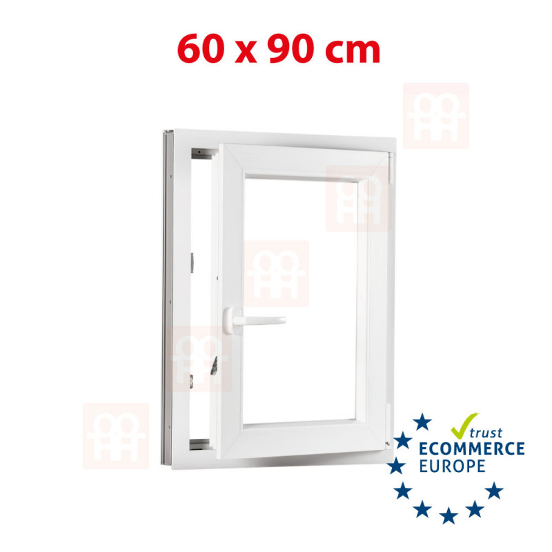 Kunststofffenster | 60x90 cm (600x900 mm) | weiß | dreh-kipp | rechts