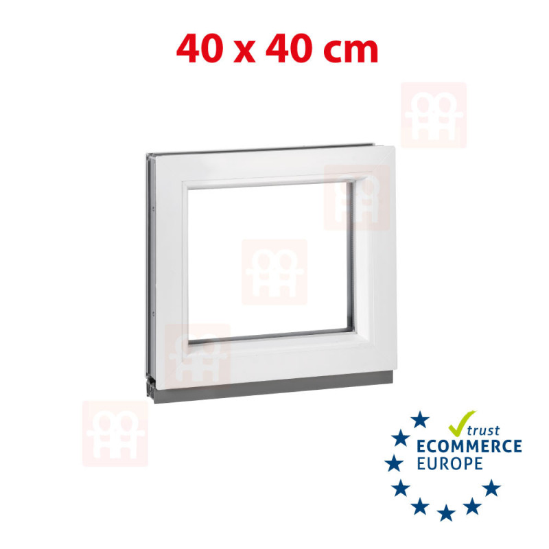 Kunststofffenster | 40x40 cm (400x400 mm) | weiß | festverglast (kann nicht geöffnet werden) Kunststofffenster | 40x40 cm (400x400 mm) | weiß | festverglast (kann nicht geöffnet werden)