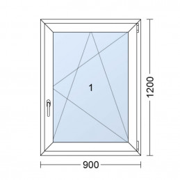 Kunststofffenster | 90 x 120 cm (900 x 1200 mm) | weiß | Dreh-Kipp-Fenster | rechts 