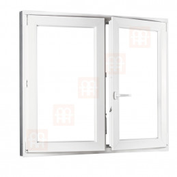 Kunststofffenster | 150x150 cm (1500x1500 mm) | weiß | Zweiflügelige ohne Pfosten | rechts | 3-FACH VERGLASUNG