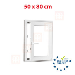 Kunststofffenster | 50 x 80 cm (500 x 800 mm) | weiß | Dreh-Kipp-Fenster | rechts 