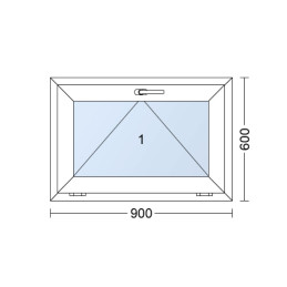 Kunststofffenster 90x60 cm (900x600mm) Kipp-Fenster Weiße / Goldene Eiche
