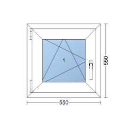 Kunststofffenster 55x55 cm (550x550mm) Dreh-Kipp-Fenster links Weiße / Goldene Eiche