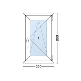 Kunststofffenster 50x80 cm (500x800mm) Dreh-Kipp-Fenster rechts Weiße / Goldene Eiche