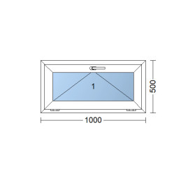 Kunststofffenster 100x50 cm (1000x500mm) Kipp-Fenster Weiße / Anthrazit