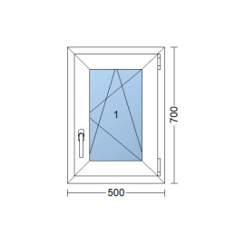 Kunststofffenster 50x70 cm (500x700mm) Dreh-Kipp-Fenster rechts Weiße / Anthrazit