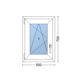 Kunststofffenster 50x70 cm (500x700mm) Dreh-Kipp-Fenster links Weiße / Anthrazit
