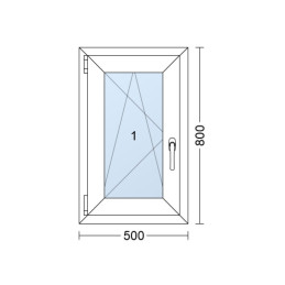 Kunststofffenster 50x80 cm (500x800mm) Dreh-Kipp-Fenster links Weiße / Anthrazit