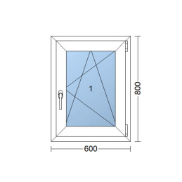 Kunststofffenster 60x80 cm (600x800mm) Dreh-Kipp-Fenster rechts Weiße / Anthrazit