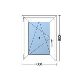 Kunststofffenster 60x80 cm (600x800mm) Dreh-Kipp-Fenster links Weiße / Anthrazit