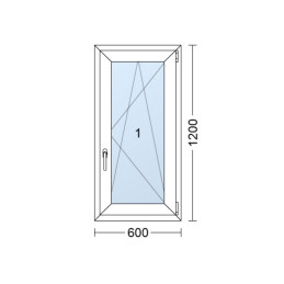 Kunststofffenster 60x120 cm (600x1200mm) Dreh-Kipp-Fenster rechts Weiße / Anthrazit