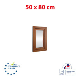 Kunststofffenster 50x80 cm (500x800mm) Dreh-Kipp-Fenster links Weiße / Goldene Eiche