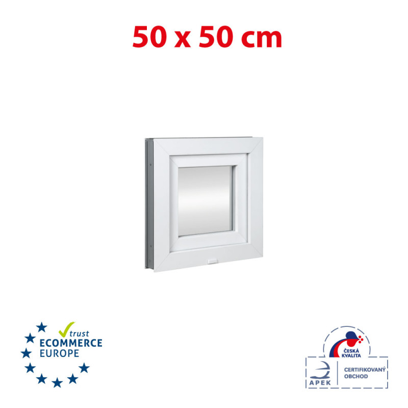 Kunststofffenster | 50x50 cm (500x500 mm) | weiß | Kipp-Fenster Kunststofffenster | 50x50 cm (500x500 mm) | weiß | Kipp-Fenster