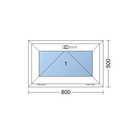 Kunststofffenster | 80x50 cm (800x500 mm) | weiß | Kipp-Fenster Kunststofffenster | 80x50 cm (800x500 mm) | weiß | Kipp-Fenster
