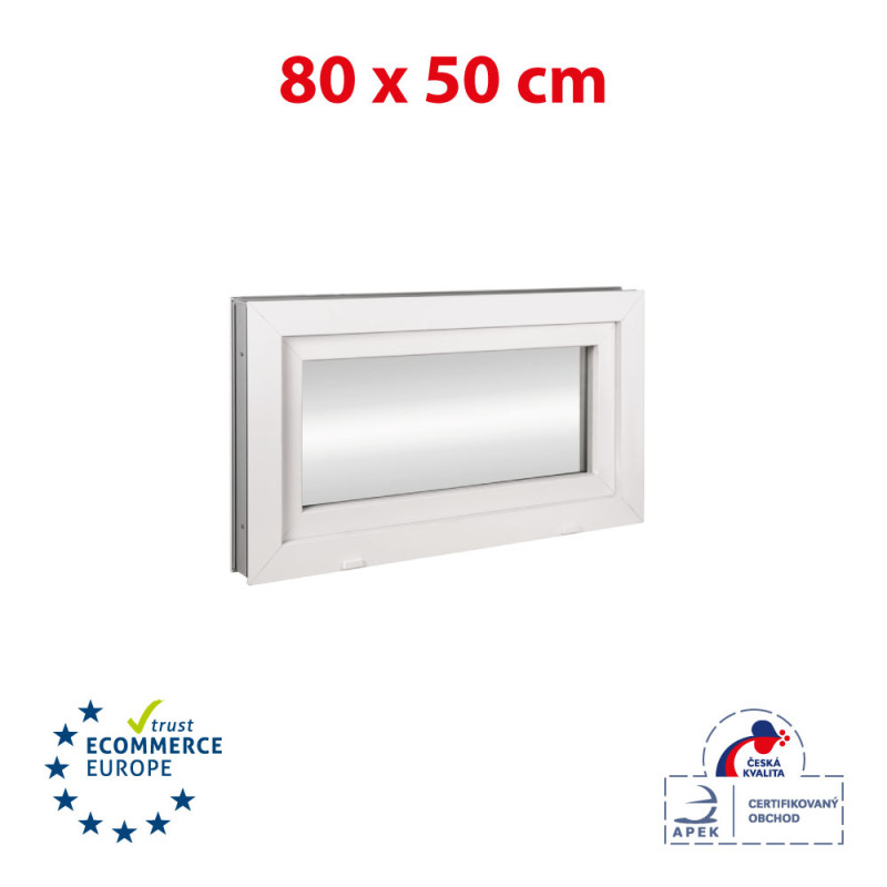 Kunststofffenster | 80x50 cm (800x500 mm) | weiß | Kipp-Fenster Kunststofffenster | 80x50 cm (800x500 mm) | weiß | Kipp-Fenster