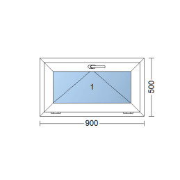 Kunststofffenster | 90x50 cm (900x500 mm) | weiß | Kipp-Fenster Kunststofffenster | 90x50 cm (900x500 mm) | weiß | Kipp-Fenster