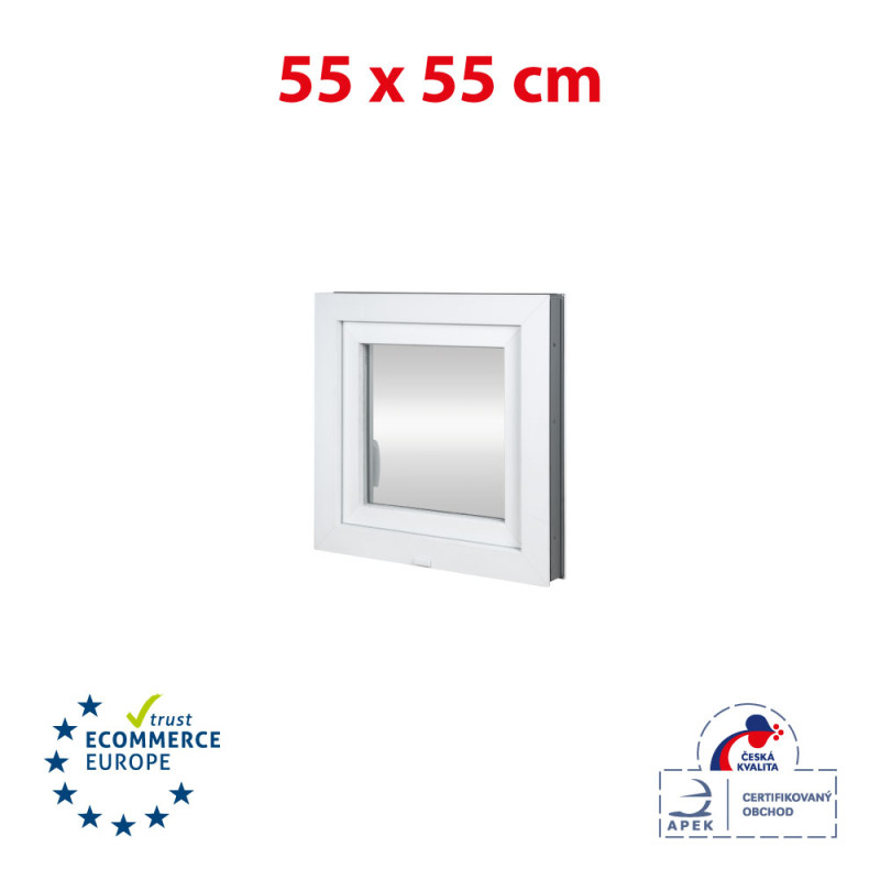 Kunststofffenster | 55x55 cm (550x550 mm) | weiß | Dreh-Kipp-Fenster | links Kunststofffenster | 55x55 cm (550x550 mm) | weiß | Dreh-Kipp-Fenster | links