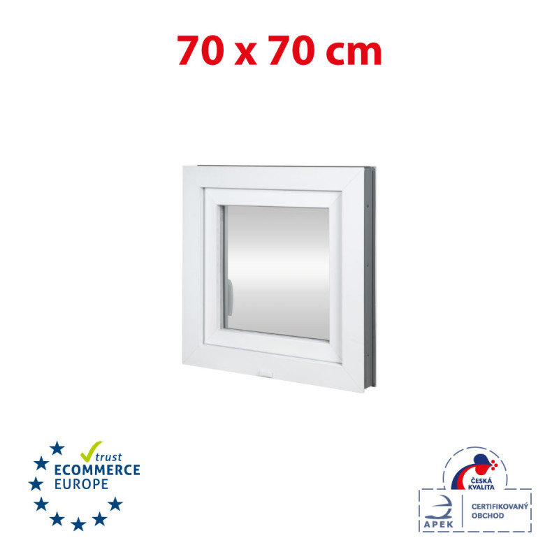 Kunststofffenster | 70x70 cm (700x700 mm) | weiß | Dreh-Kipp-Fenster | links Kunststofffenster | 70x70 cm (700x700 mm) | weiß | Dreh-Kipp-Fenster | links