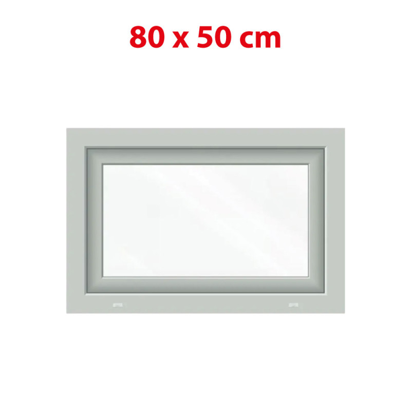 Weißes Kunststoff-Kippfenster 800 × 500 mm (80 × 50 cm) für Nebenräume Aplast 60