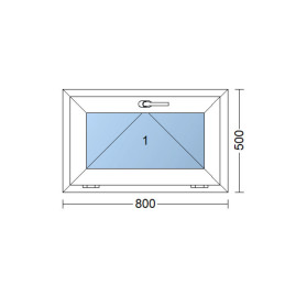 Anthrazit/weißes Kunststoff-Kippfenster 800 × 500 mm (80 × 50 cm) für Neben- und Technikräume