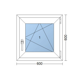 Anthrazit/weiße Kunststoff-Kippfenster 600 × 600 mm (60 × 60 cm) für Nebenräume Aplast 60
