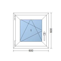 Anthrazit/weiße Kunststoff-Kippfenster 600 × 600 mm (60 × 60 cm) für Nebenräume Aplast 60