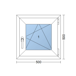 Anthrazit/weiße Kunststoff-Kippfenster 500 × 500 mm (50 × 50 cm) für Nebenräume Aplast 60