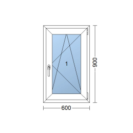 Weißes Kunststoff-Kippfenster 600 × 900 mm (60 × 90 cm) für Nebenräume Aplast 60