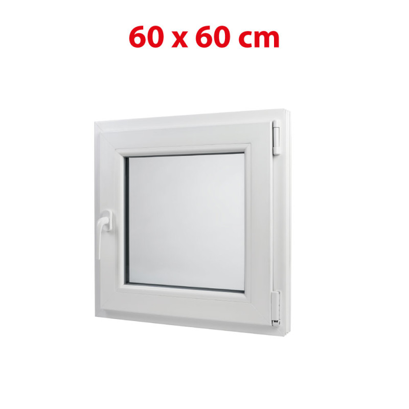 Weißes Kunststoff-Kippfenster 600 × 600 mm (60 × 60 cm) für Neben- und Technikräume