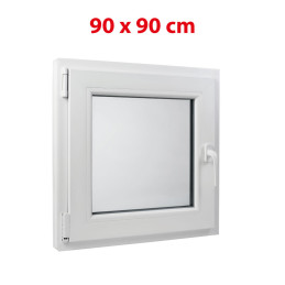 Weißes Kunststoff-Kippfenster 900 × 900 mm (90 × 90 cm) für Nebenräume Aplast 60