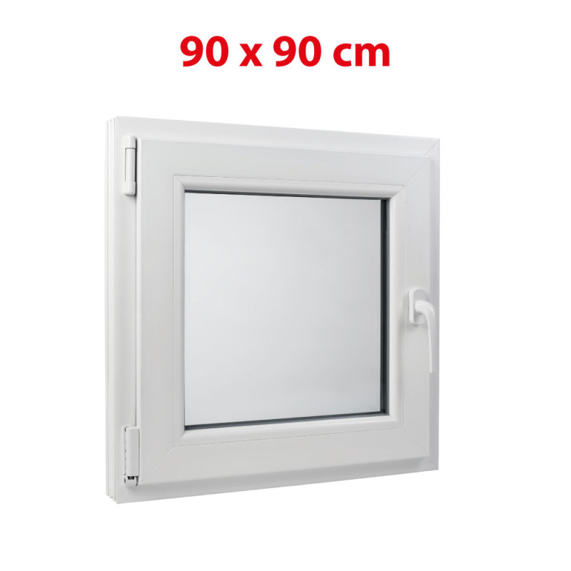 Weißes Kunststoff-Kippfenster 900 × 900 mm (90 × 90 cm) für Nebenräume Aplast 60