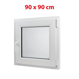 Weißes Kunststoff-Kippfenster 900 × 900 mm (90 × 90 cm) für Nebenräume Aplast 60