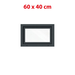 Anthrazit/weißes Kunststoff-Kippfenster 600 × 400 mm (60 × 40 cm) für Nebenräume Aplast 60
