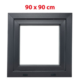 Anthrazit/weiße Kunststoff-Kippfenster 900 × 900 mm (90 × 90 cm) für Nebenräume Aplast 60