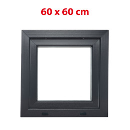 Anthrazit/weiße Kunststoff-Kippfenster 600 × 600 mm (60 × 60 cm) für Nebenräume Aplast 60