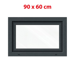 Anthrazit/weiße Kunststoff-Kippfenster 900 × 600 mm (90 × 60 cm) für Nebenräume Aplast 60