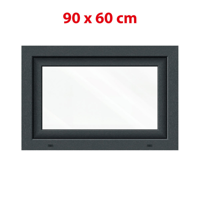 Anthrazit/weiße Kunststoff-Kippfenster 900 × 600 mm (90 × 60 cm) für Nebenräume Aplast 60