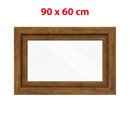 Goldene Eiche/weiße Kunststoff-Kippfenster 900 × 600 mm (90 × 60 cm) für Nebenräume Aplast 60