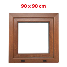 Goldene Eiche/weiße Kunststoff-Kippfenster 900 × 900 mm (90 × 90 cm) für Nebenräume Aplast 60