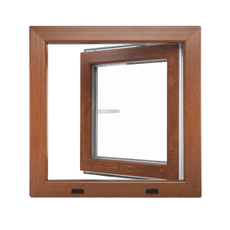 Goldene Eiche/weiße Kunststoff-Kippfenster 600 × 600 mm (60 × 60 cm) für Nebenräume Aplast 60