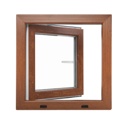 Goldene Eiche/weiße Kunststoff-Kippfenster 900 × 900 mm (90 × 90 cm) für Nebenräume Aplast 60