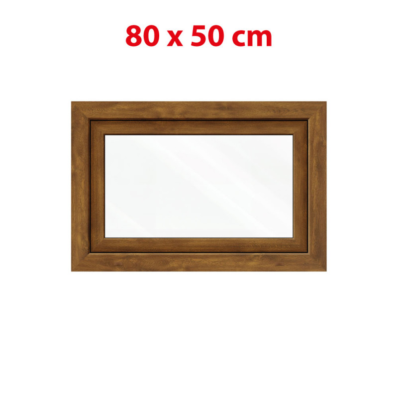 Goldene Eiche/weißes Kunststoff-Kippfenster 800 × 500 mm (80 × 50 cm) für Nebenräume Aplast 60